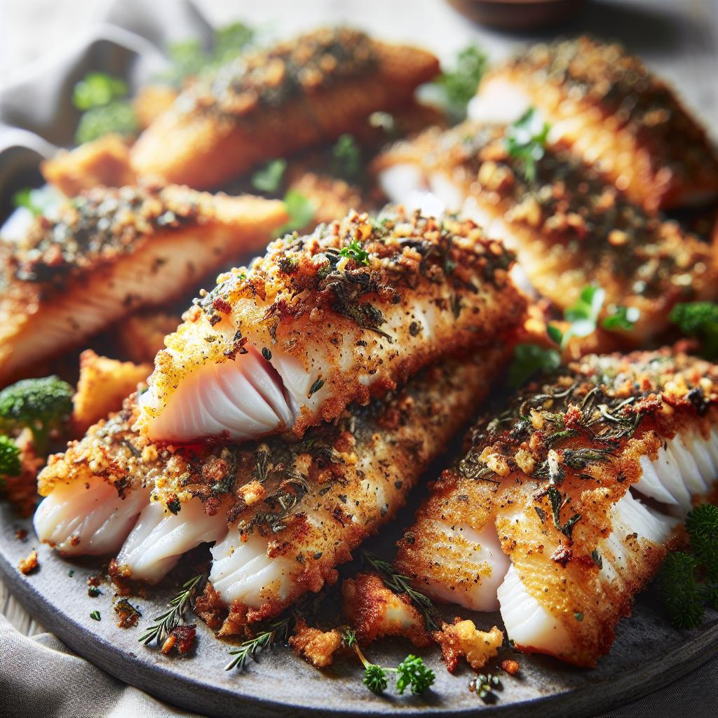 Crispy Herb-Crusted Pollock Fillets