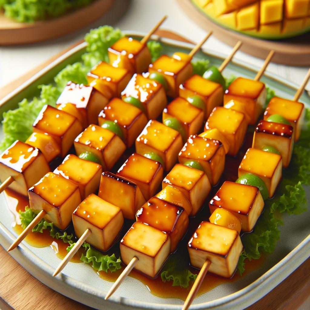 Sticky Mango Tofu Skewers
