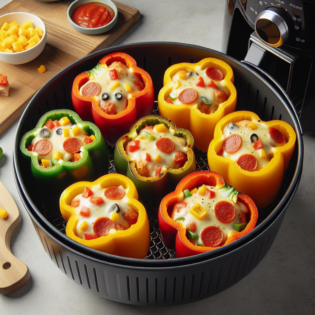 Crispy Pizza Stuffed Bell Peppers