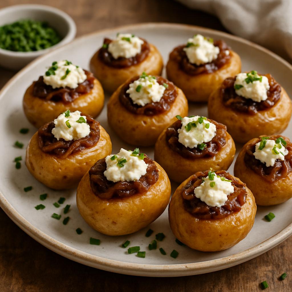 Caramelised Onion and Goat Cheese Stuffed Baby Potatoes