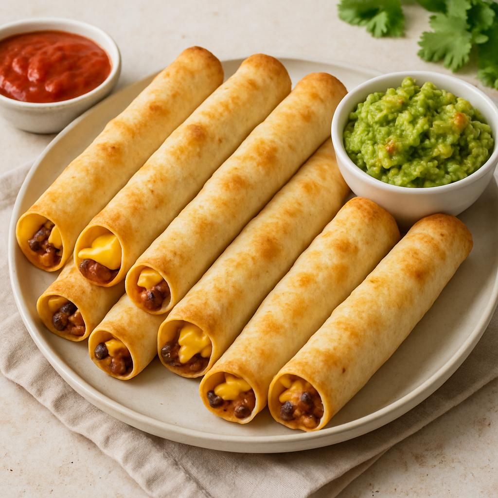 Crispy Baked Bean and Cheese Taquitos