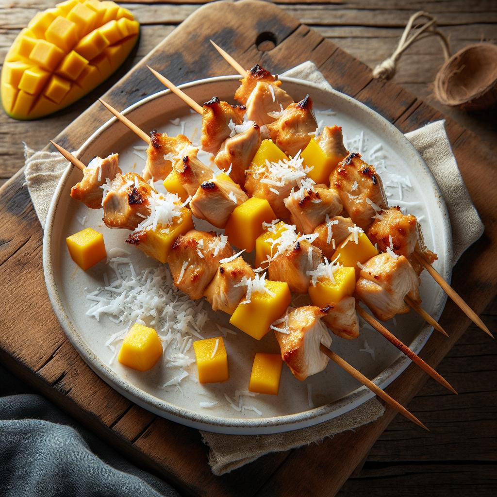 Mango Coconut Chicken Skewers