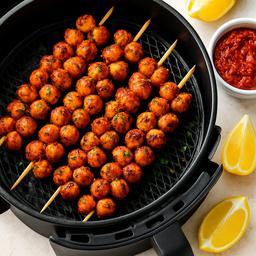 Harissa Roasted Chickpea Skewers