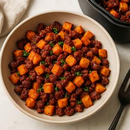 Crispy Chorizo and Sweet Potato Breakfast Hash
