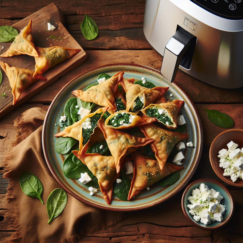Crispy Spinach and Feta Wontons