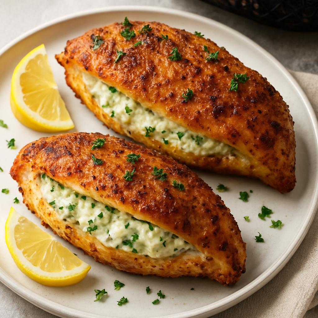 Crispy Lemon Herb Stuffed Chicken