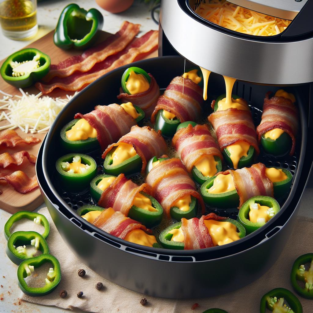 Crispy Air Fryer Bacon and Cheese Stuffed Jalapeños