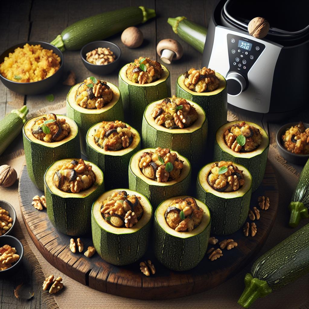 Mushroom and Walnut Stuffed Courgettes
