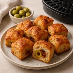 Green Olive and Sun-Dried Tomato Focaccia Bites