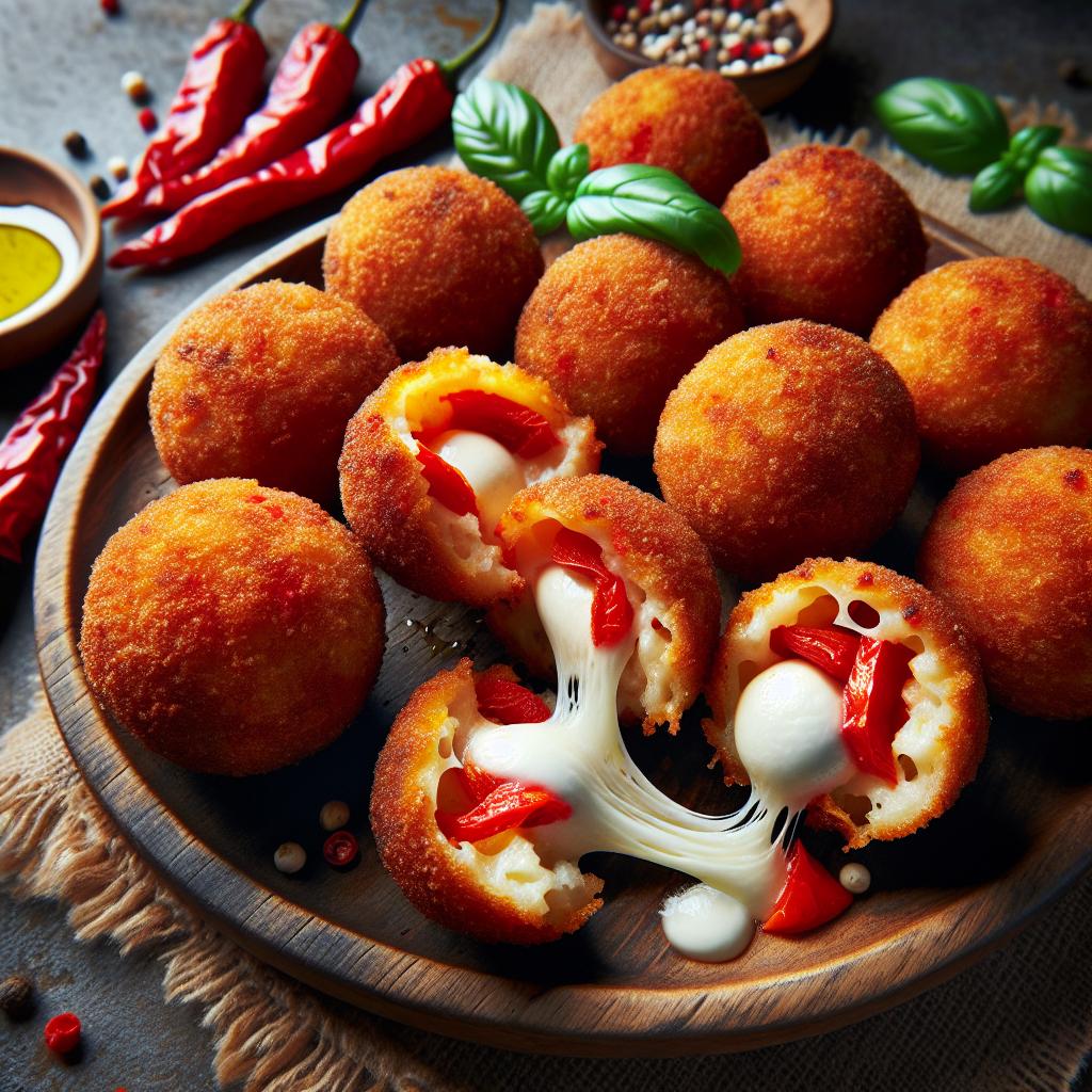 Roasted Red Pepper and Mozzarella Arancini