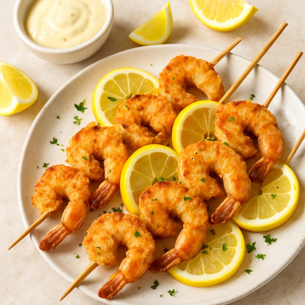 Crispy Lemon Shrimp Skewers