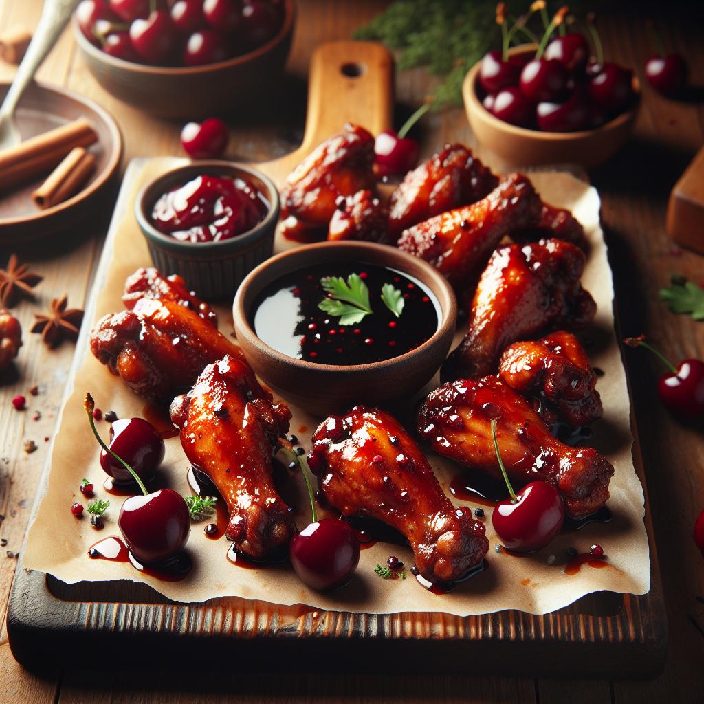 Sticky Cherry Balsamic Glazed Chicken Wings