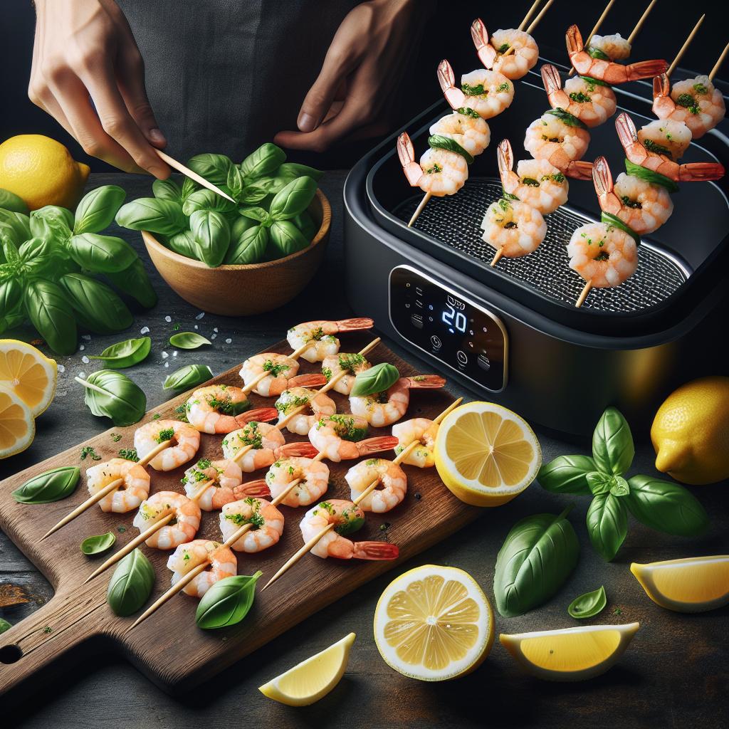 Lemon Basil Shrimp Skewers