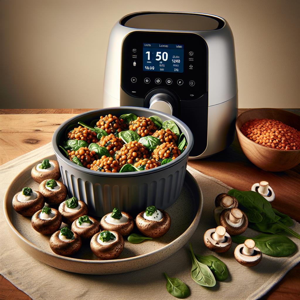 Lentil and Spinach Stuffed Mushrooms
