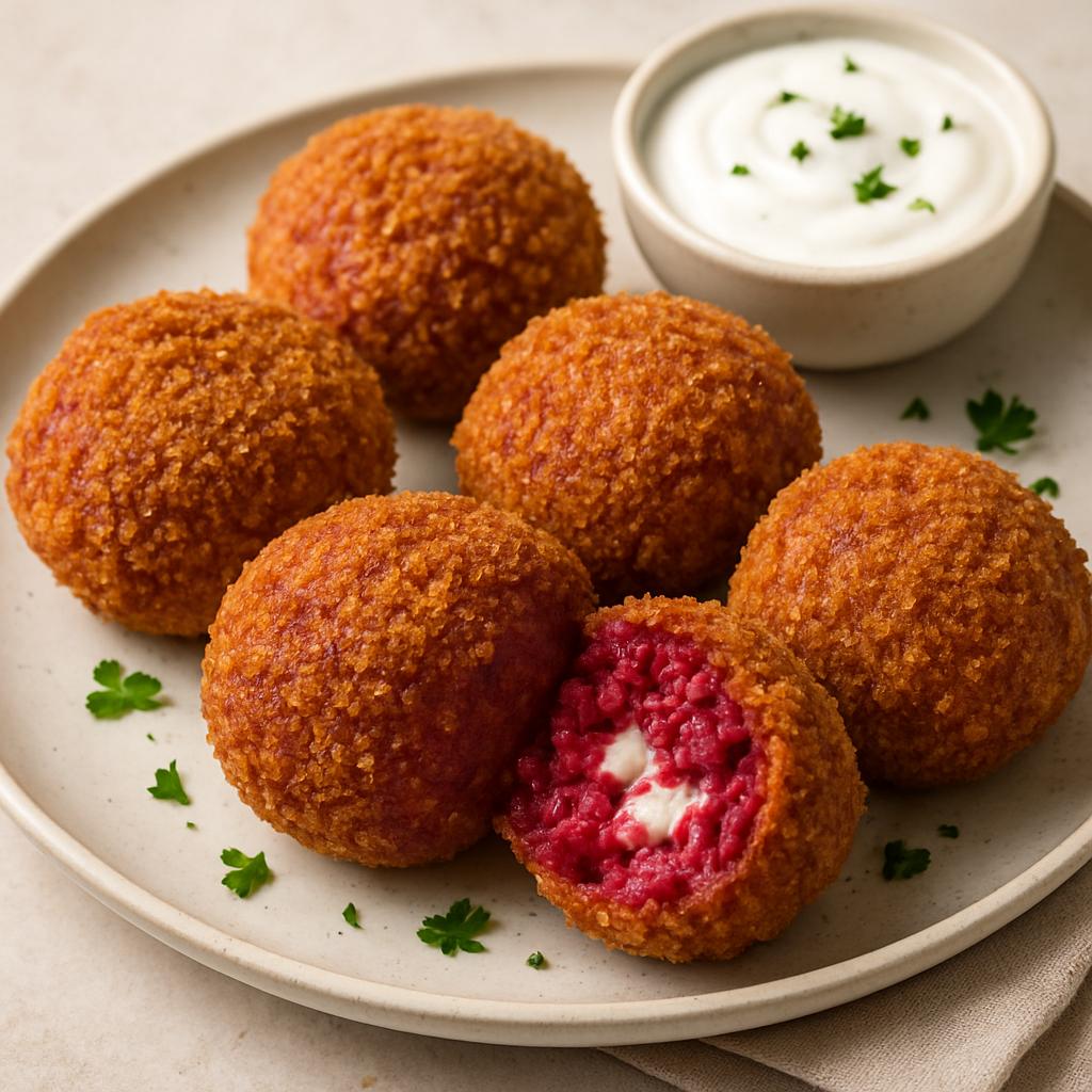 Air-Fried Beetroot and Goat Cheese Croquettes