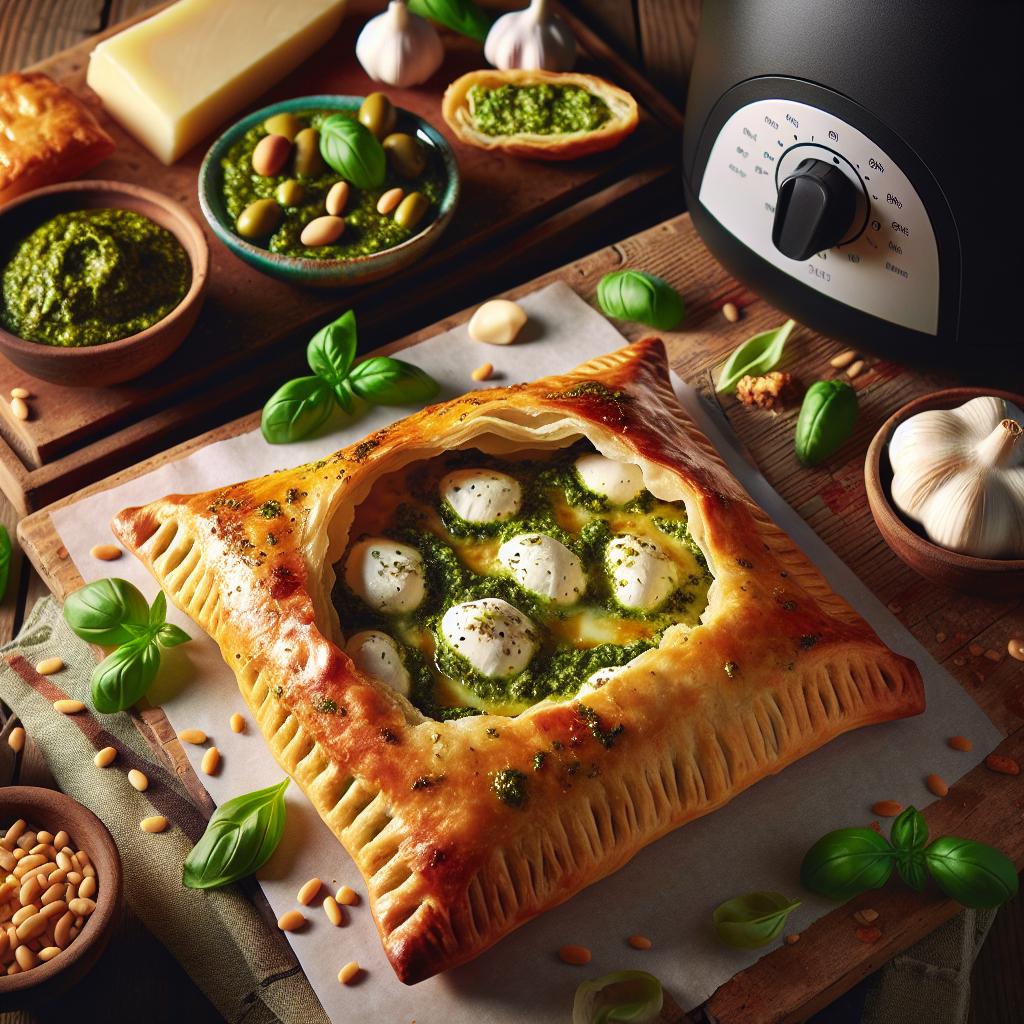 Pesto and Mozzarella Stuffed Puff Pastry