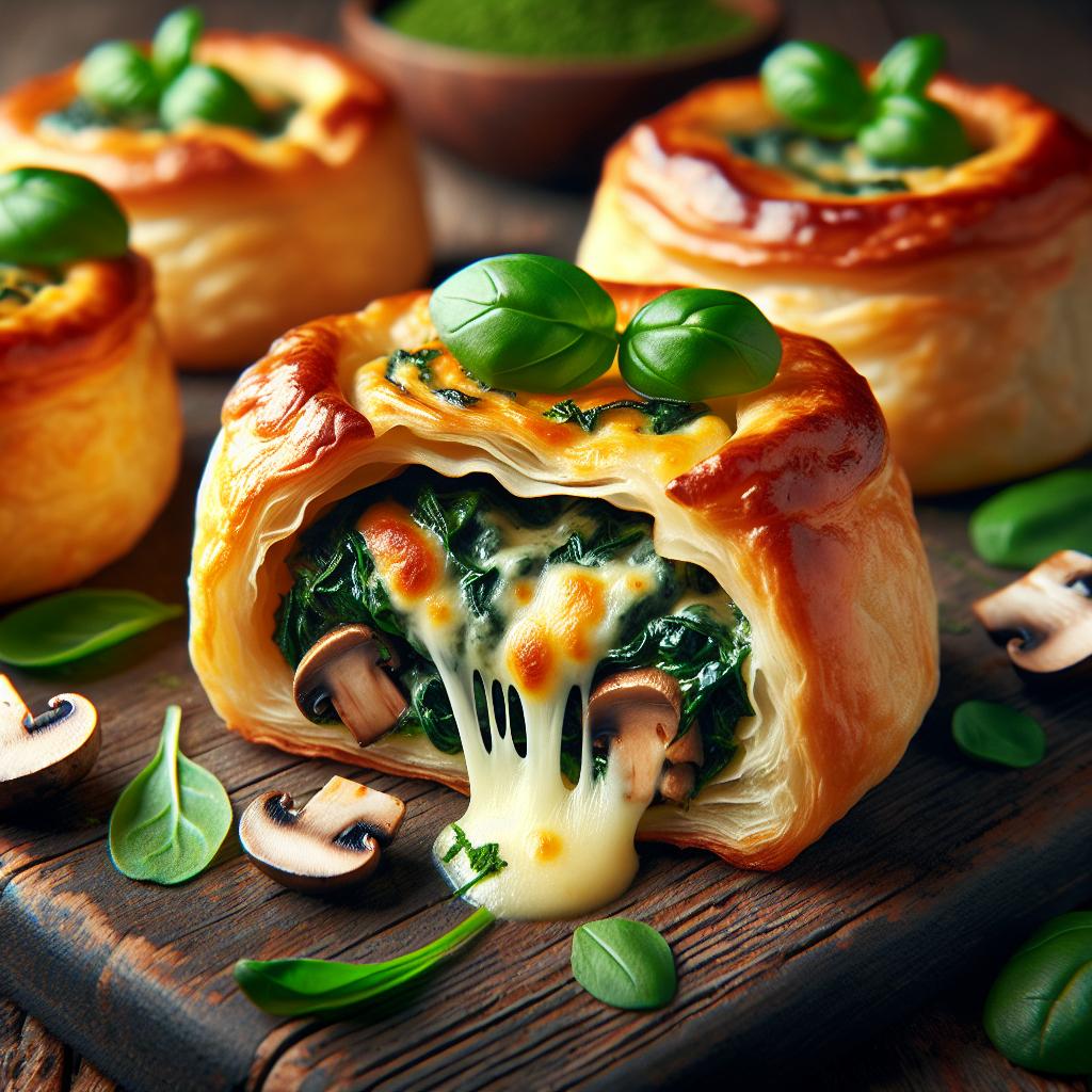Cheesy Spinach and Mushroom Stuffed Puffs